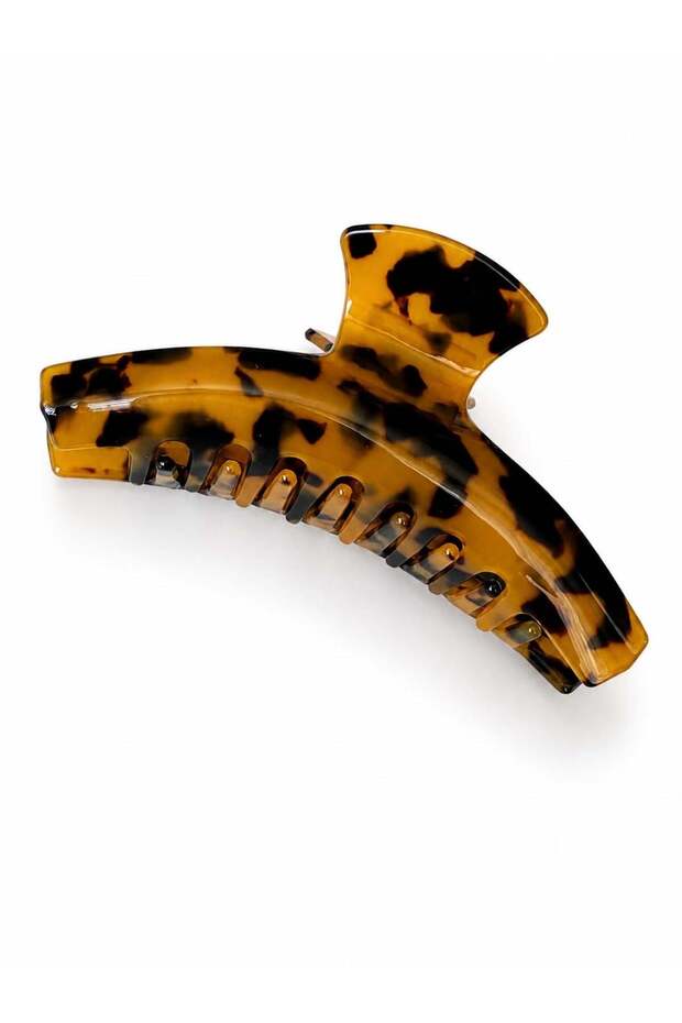 Leopard Patterned Curved Bone Acetate Clasp Buckle