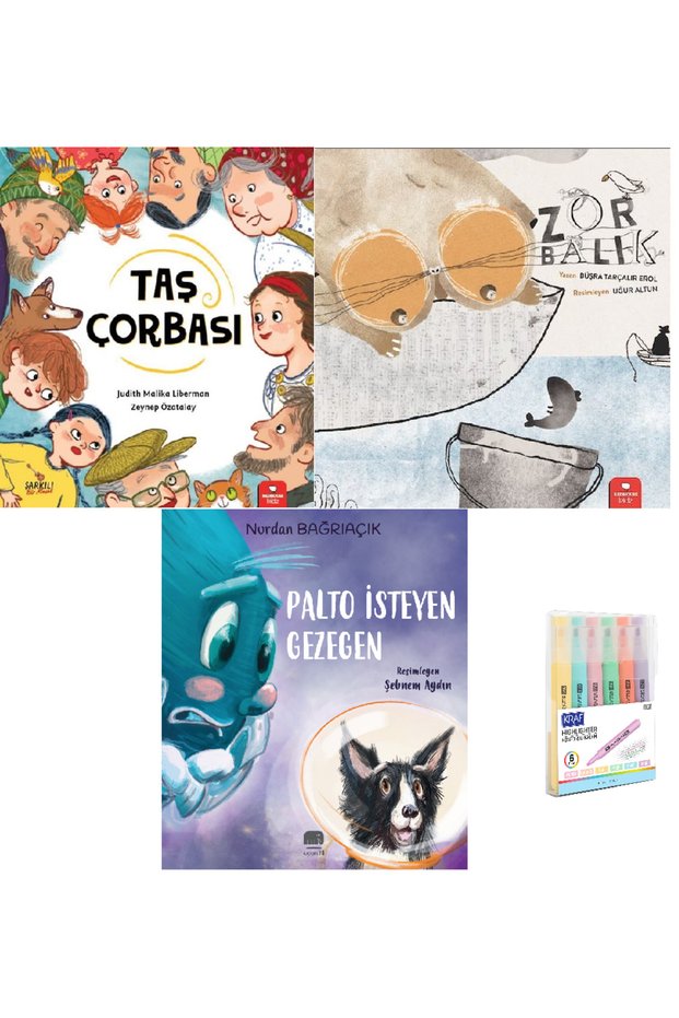 Stone soup + tough fish + the planet that wants a coat 3 book set pen set hd
