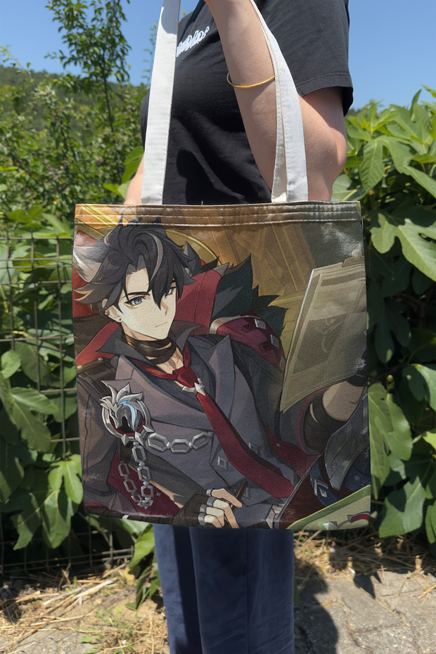 Wriothesley Genshin Impact V3 Double-Sided Canvas Print Tote Bag Anime Bag