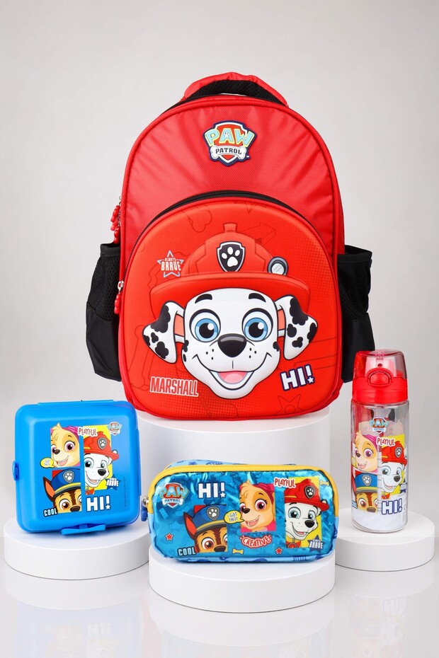 X Dekomus Licensed Marshall 40 cm Large Size School Bag, Pen Bag, Lunch Box, Mat