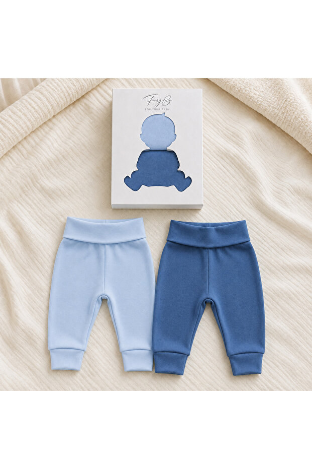 2-Piece Baby Pants Set with Lycra Ribbed Elastic Waist and Cuffed Legs