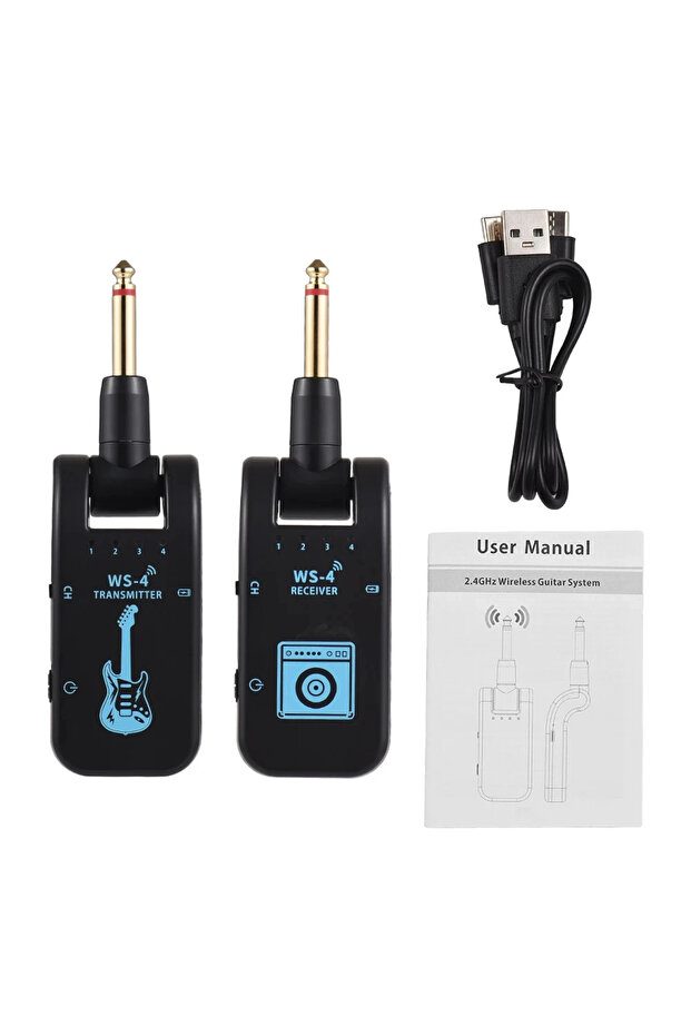 WS-4 Black WS-4 2.4GHz Wireless Guitar Audio System - No Pairing Required, 8 Channels, 40m Range, 10