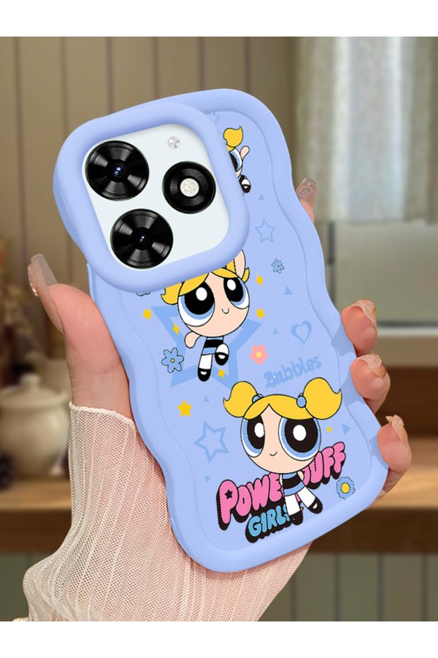 Tecno Spark 20 Compatible Case Camera Protective Blue Silicone Couple Phone Case Cartoon Pattern
