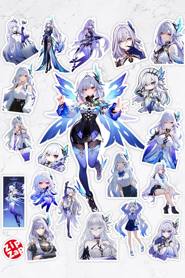 Skirk Genshin Impact Anime Gacha Adhesive Foil Sticker Pack (20 Pcs)