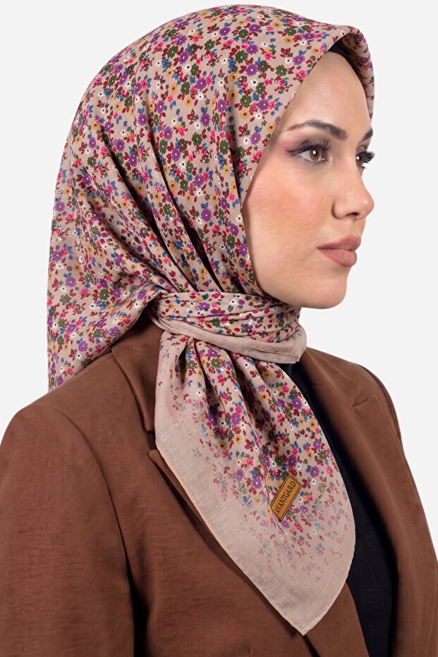 Women's Beige Purple Floral Cotton Stitched Writing Pad