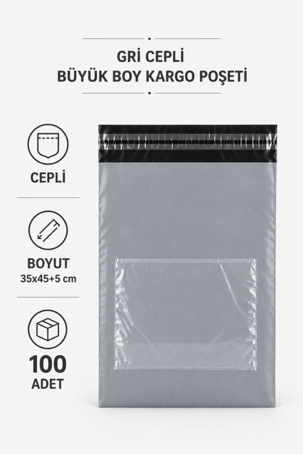 Gray Large Size Cargo Bag with Pockets 35X45+5 cm 100 Pieces