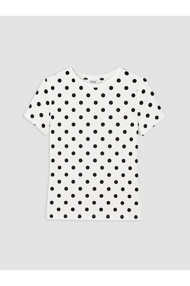Zero Roba Collar Polka Dot Women's T-Shirt from Uzg Store for Style Enthusiasts