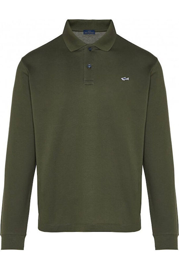 Men's Regular Fit Cotton Pique Fabric Logo Embroidered Short Sleeve Khaki Polo Collar T-Shirt