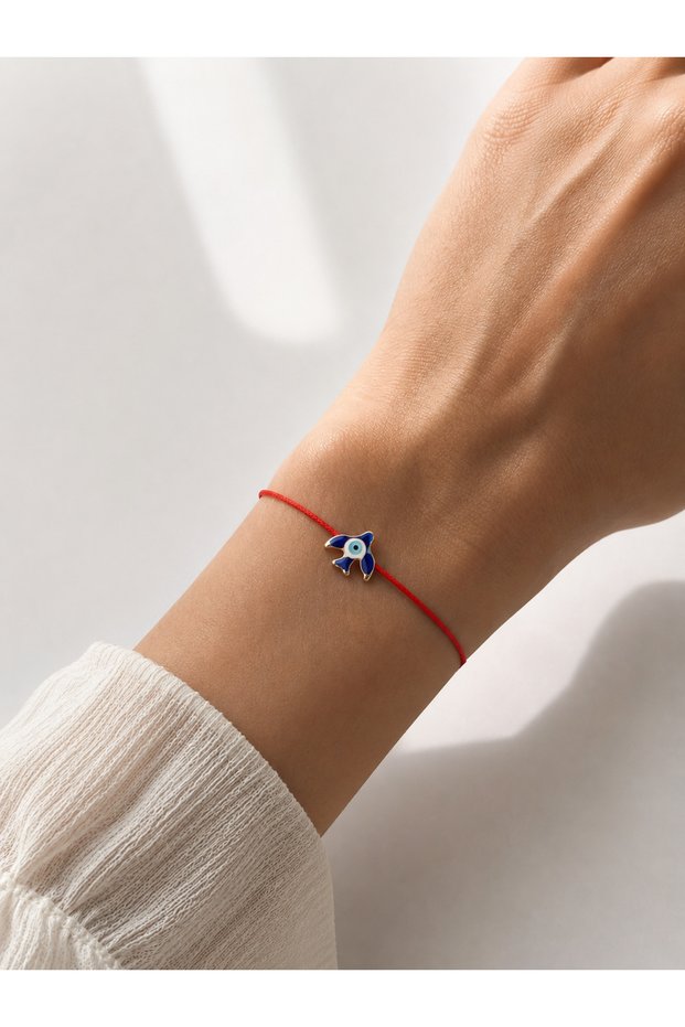 Adjustable Lucky Bracelet with Red String and Swallow Bird Figure