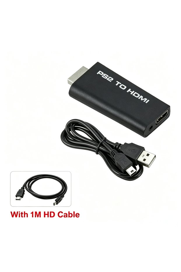 Add a 1M HD Cable HD Video Adapter PS2 to HDMI-Compatible 480i/480p/576i Converter with 3.5mm Audio