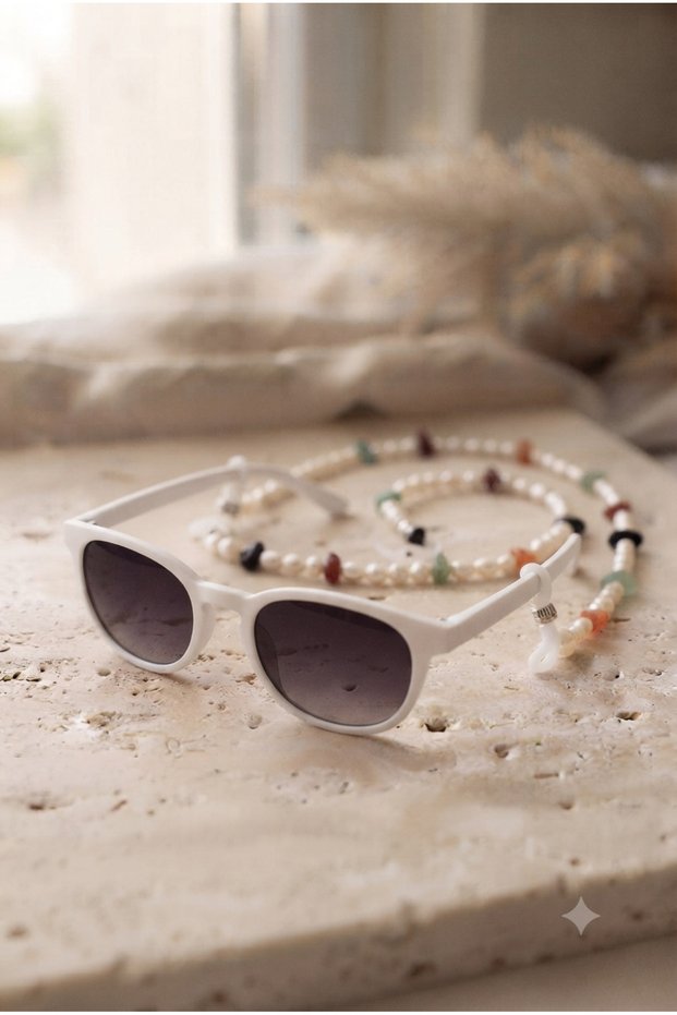 Handmade Beads and Broken Natural Stone Detailed Glasses Cord (75 cm)