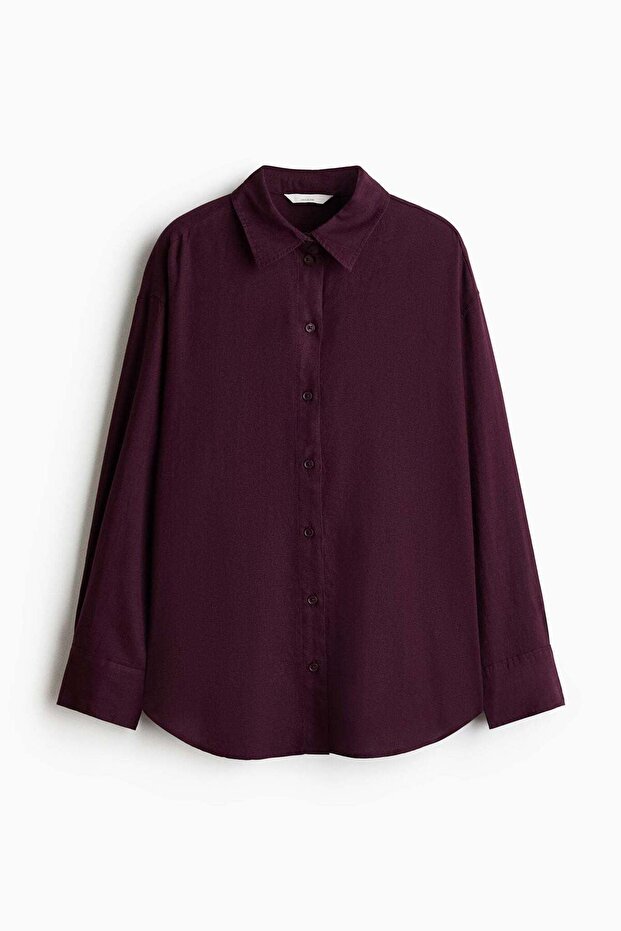 Oversized linen-blend shirt