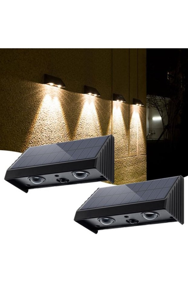 2-pack outdoor solar lights, outdoor solar security LED spotlights, IP65 waterproof solar wall lights, IP65 waterproof outdoor garden lights