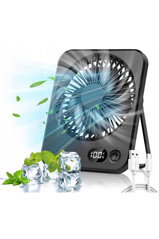 Rechargeable desktop fan - 5 speed settings, brushless motor - Silent mini fan with LED battery indicator - 1200mAh USB desktop fan - 16.3 x 13.2...