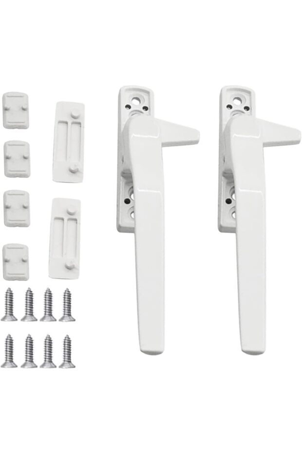 Two-piece window handle lock - child safety window lock, suitable for sliding windows and doors - white
