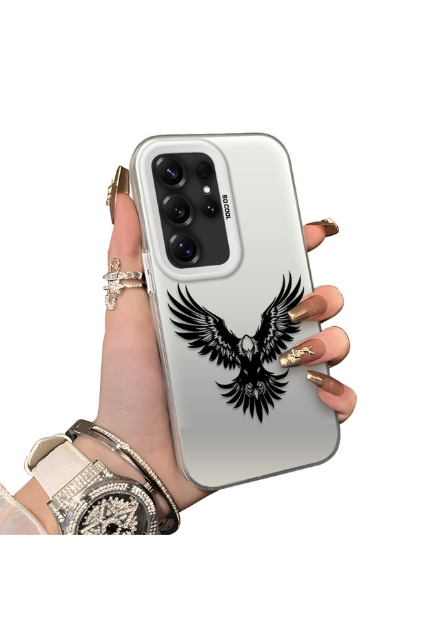 Samsung Galaxy S25 Ultra Compatible Hard Acrylic Back Silicone Edge Lens Protection Case