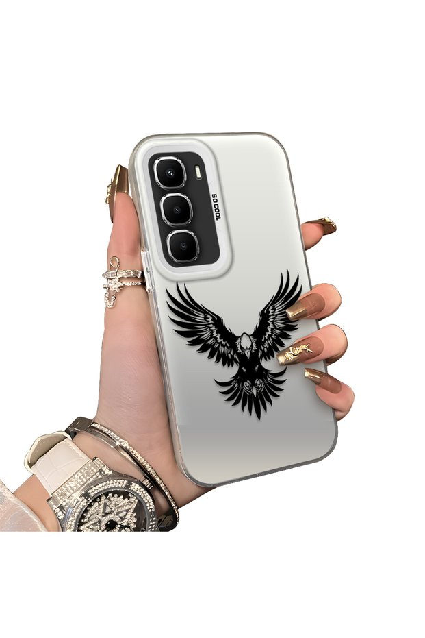 Infinix Hot 60 Pro Plus Compatible Hard Acrylic Back Silicone Edge Lens Protection Case