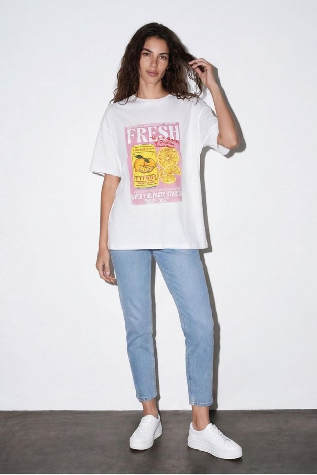 26Ytsh02328 Women's Print Detailed T-Shirt