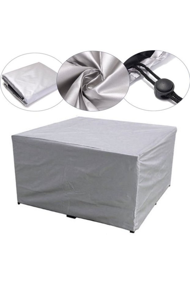 Outdoor table and chair garden furniture cover, waterproof Oxford cloth, 180x120x74 cm (Silver)