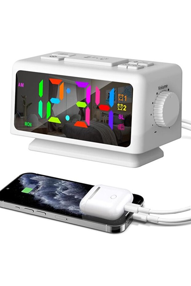 Alarm clock radio with alarm - Night alarm - Clock radio - Compact size