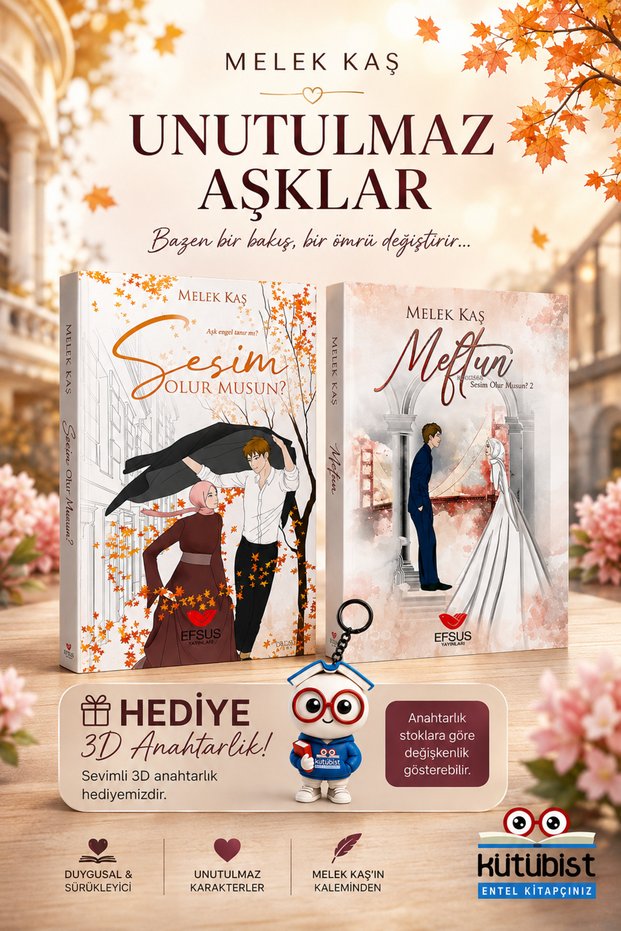 Melek Kaş Aşk Romanları Seti | Sesim Olur Musun? + Meftun | 2 Books | Romantic Love Novel | 3D Book Keychain with Gift