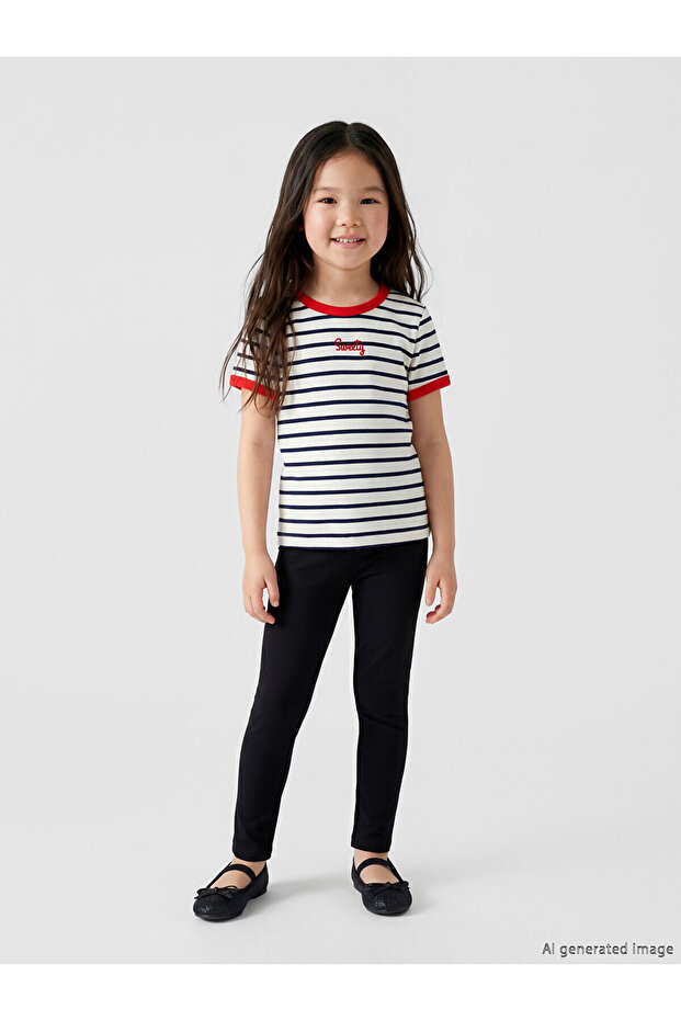 Nevavm Girls' Leggings with Elastic Waist and Difference in Color