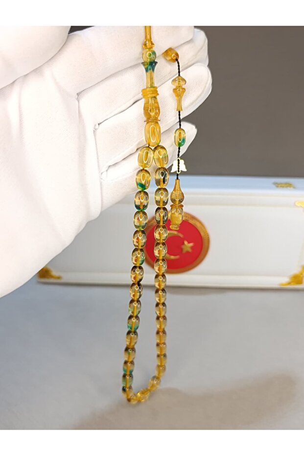 Emi̇ne Reşvani̇ Fire Amber Prayer Beads Transparent Color