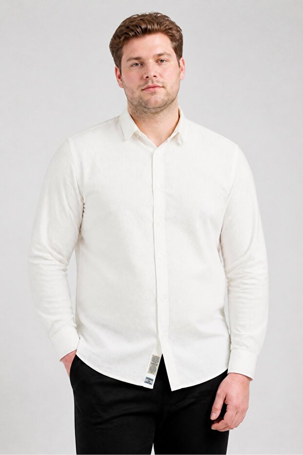 Men Regular Fit Embroidered Logo Long Sleeve Casual Shirt, White