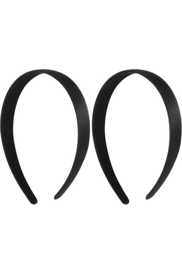 Solid Wide Headbands for Women and Girls - Black - Set of 2