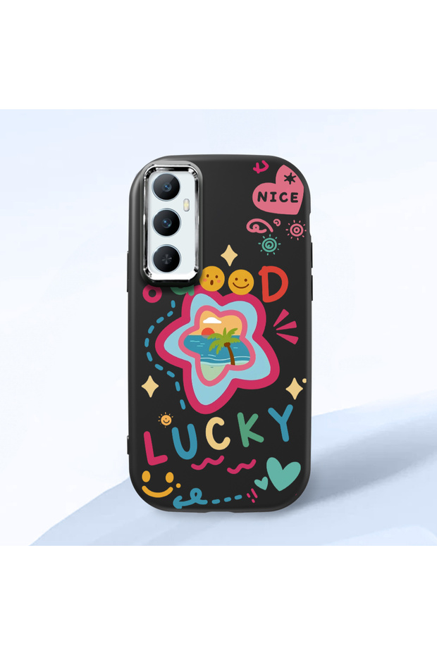 Realme C65 Compatible Case Camera Protector Black Silicone Couple Phone Case Heart Pattern
