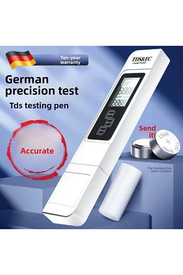 جهاز اختبار جودة المياه الرقمي الأبيض متعدد الوظائف لقياس TDS وEC بنطاق 0-9999 مع قياس درجة حرارة ونقاء المياه