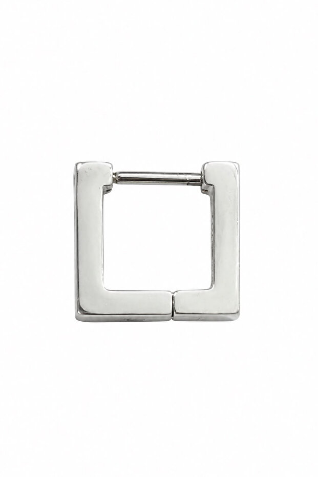 Unisex Silver Color Surgical Steel Square Hoop Earring 1 Piece