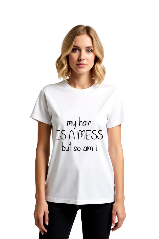 Women's Funny Printed T-Shirt Self-Deprecating Humor Casual Relaxed Fit Short Sleeve Round Neck Modern Stylish