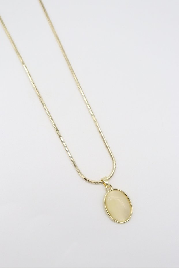 Vip Gold Ecru Medallion Anti-Tarnish Steel Stylish Necklace 60 cm