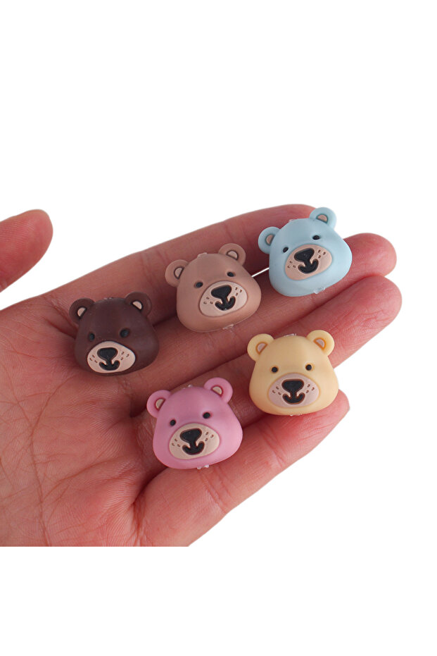 5pcs mixed 5Pcs Silicone 3D Bear Beads For Jewelry Making DIY Creative Special Beaded Pens Decors Ke