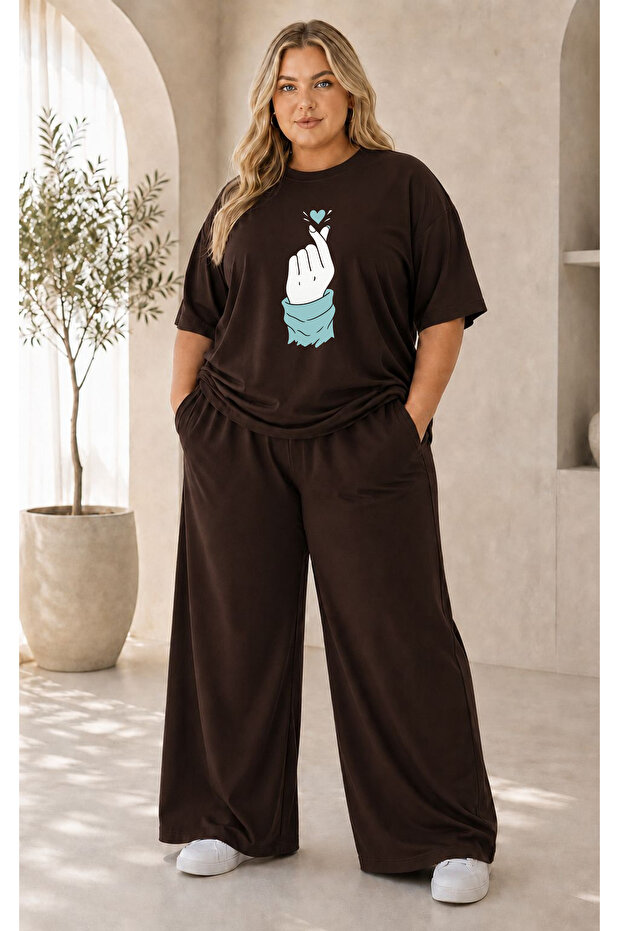 Women's Plus Size Premium Oversize Cotton 2-Piece Tracksuit Set Casual Comfortable Streetwear