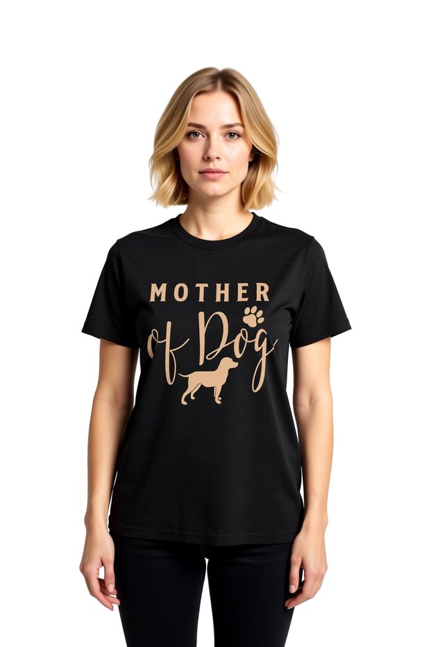 Women's Dog Love Themed Printed T-Shirt Relaxed Fit Short Sleeve Round Neck Casual Wear Modern