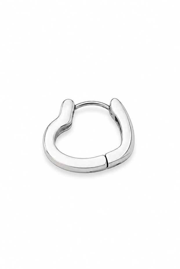 Unisex Silver Color Surgical Steel Heart Figured Hoop Earring 1 Piece