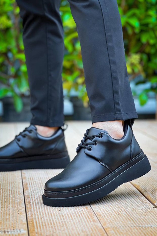 Kb-X3 Kuback Black Skin Black Sole Lace-Up Casual Men's Shoes