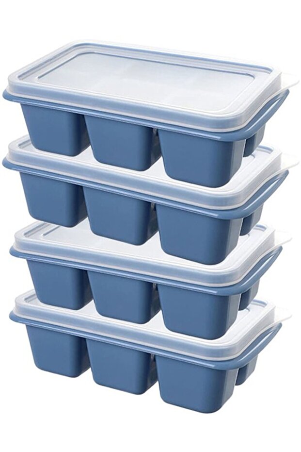 Mini ice cube trays (4 pieces) with lids, made of silicone for easy unmolding, suitable for beverage baking.