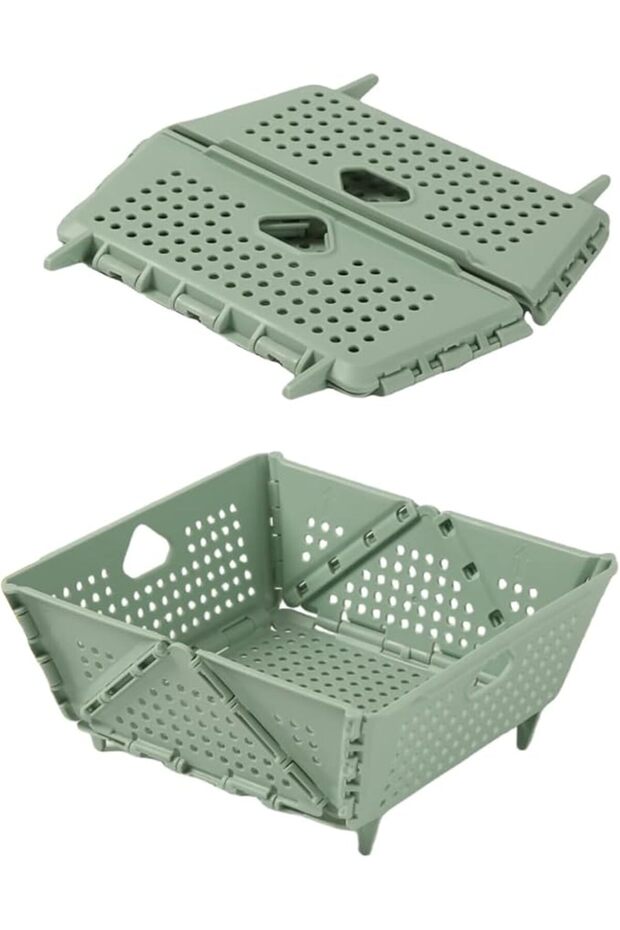Collapsible Strainers for Kitchen, Plastic Foldable Storage Basket, Space Saving, BPA Free