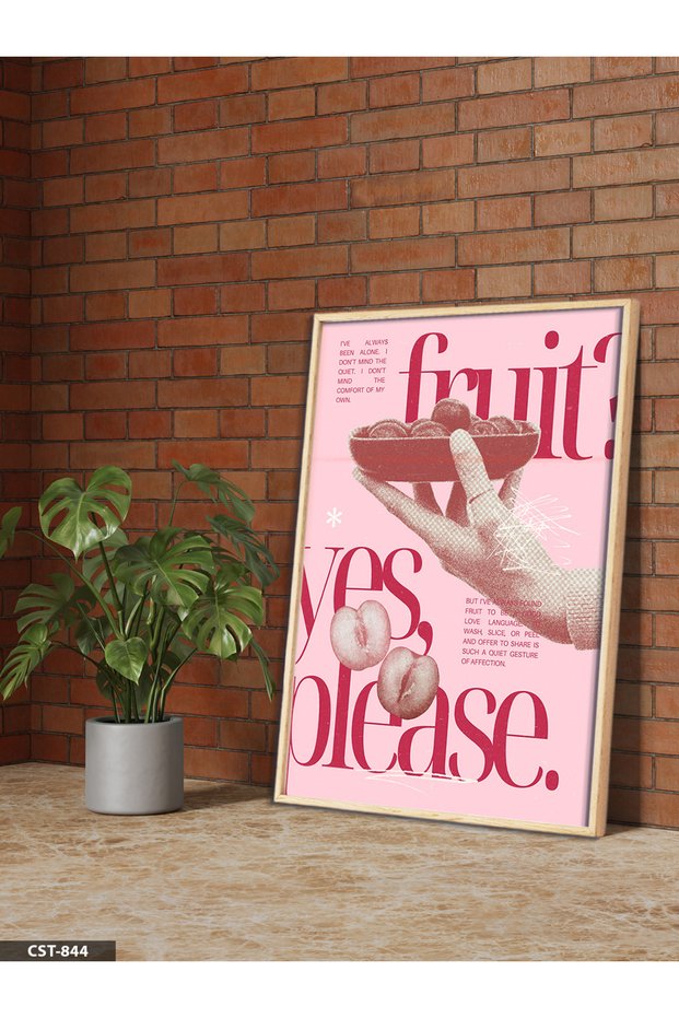 Pink Fruit One-Piece Wooden Framed Painting