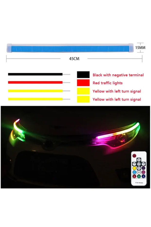45cm 2pcs 30/45/60cm RGB LED Turn Signal LED Light Strip Daytime Running Lights Sequential Flowing T