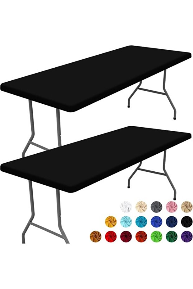 Two-piece rectangular stretch tablecloth set (183 cm) – A form-fitting, washable tablecloth picnics, camping, banquets, and parti...