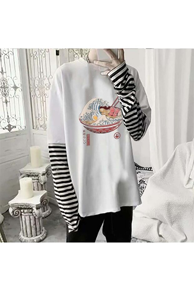 Eat Art Printed Sleeves Unisex White T-Shirt