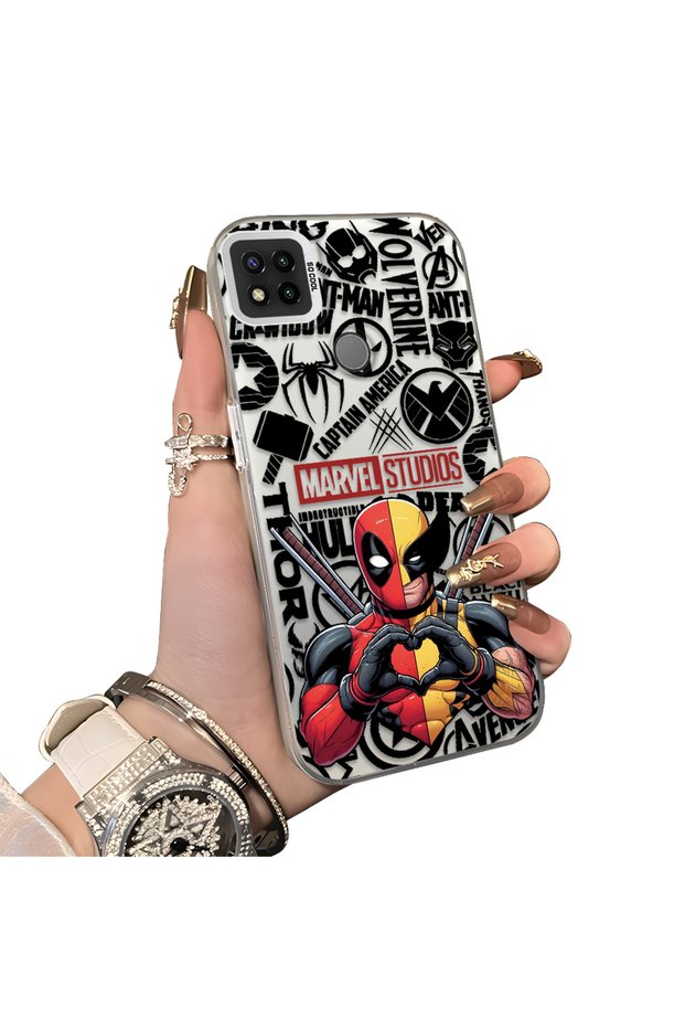 Redmi 10A Compatible Marvel Patterned Silicone Edge Hard Back Case Couple Phone Case