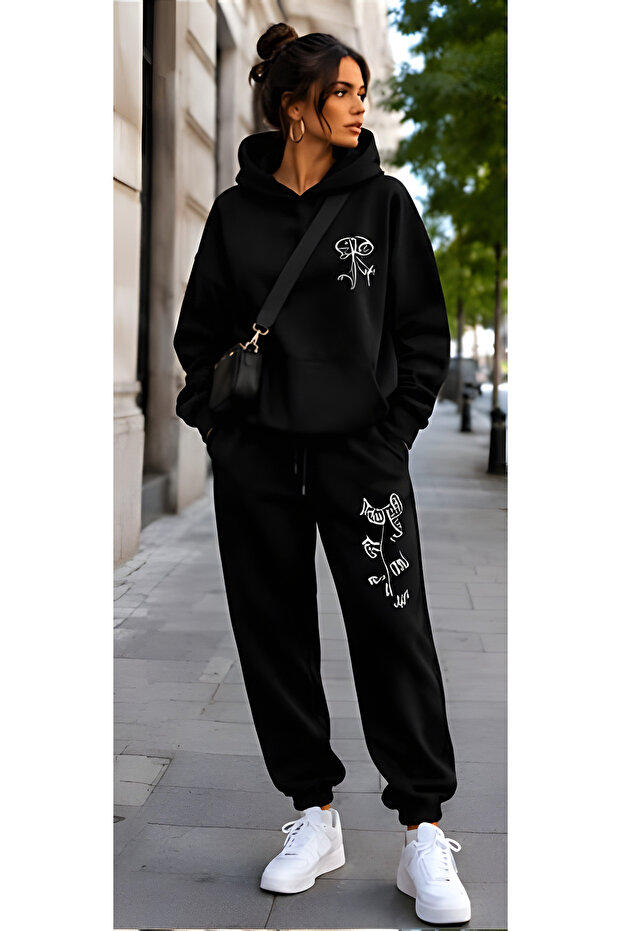 Unisex Character Hooded Sweatshirt Set - Face and All-Over Surface Printed, Comfortable Lace-Up Hoodie