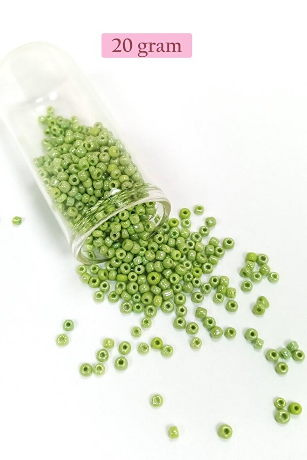 Bulk glass sand beads (8/0) 3 mm - 20 grams - grass green - bnc152