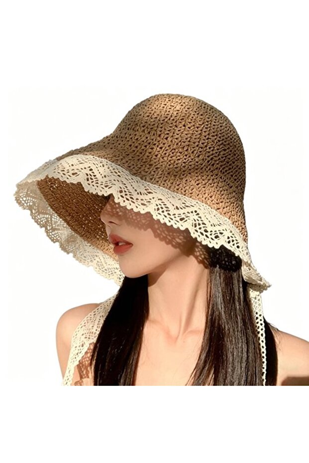 Women's straw sun hat sunflower UV beach stylish.