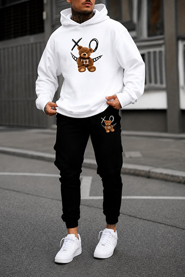Sweatshirt Tracksuit Set Oversize Shiny Comfortable Fit Quality Fabric Xo Teddy Bear Printed
